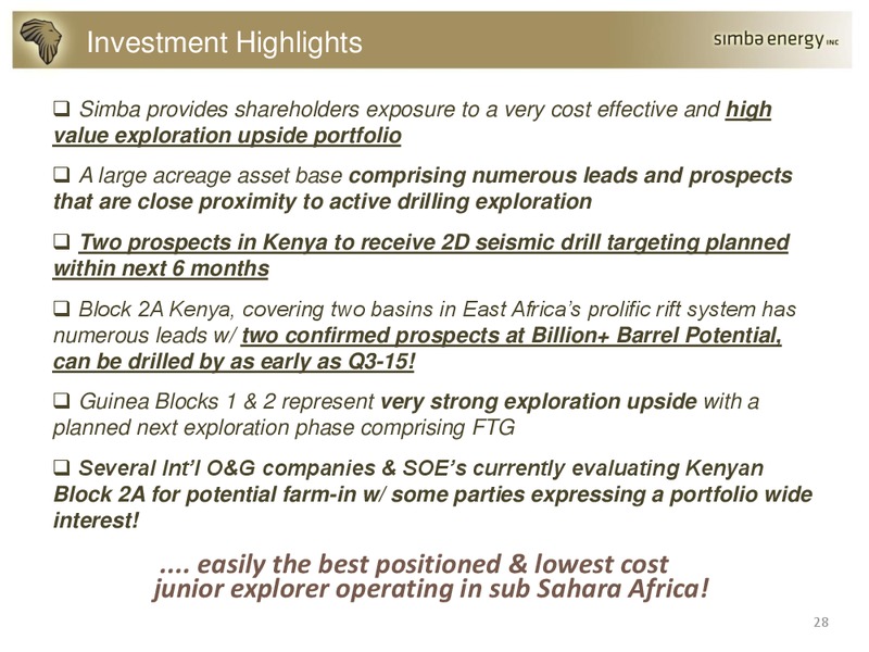 Investor Presentation – Simba Energy – slide 27