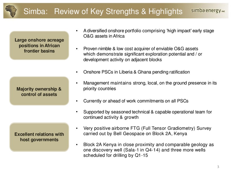 Portfolio Highlights – Simba Energy – slide 3