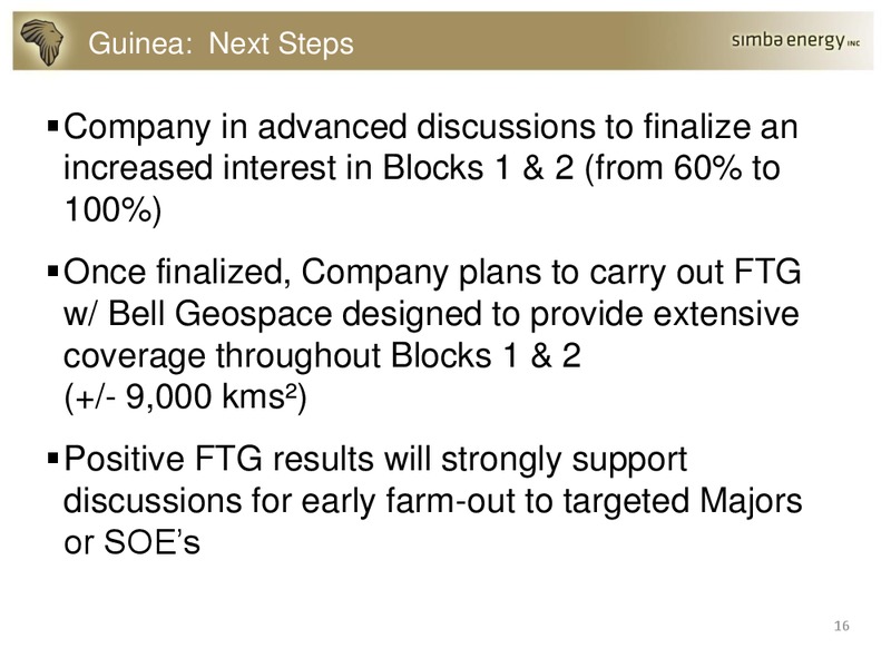 Investor Presentation – Simba Energy – slide 15