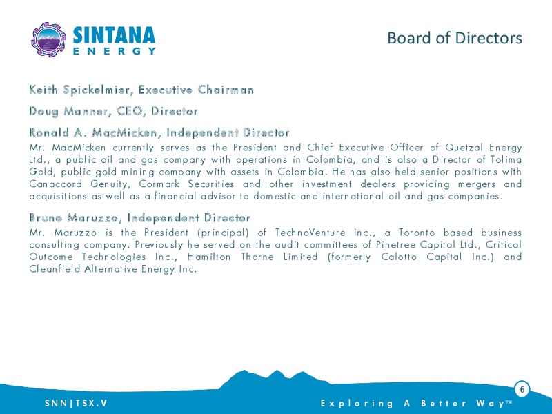 Investor Presentation – Sintana Energy Inc – slide 6