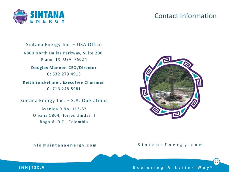 Unconventional Exploration In Colombia – Sintana Energy Inc – slide 27