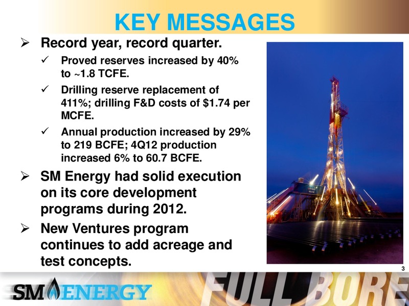 4Q 2012 Earnings Call – SM Energy Company – slide 2