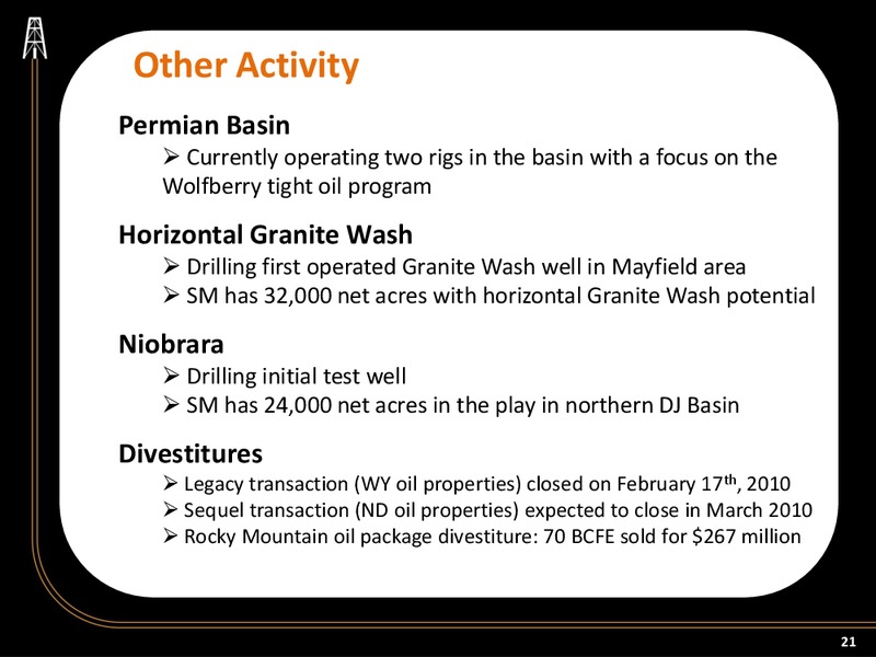 Q4 2009 Earnings Call – SM Energy Company – slide 20