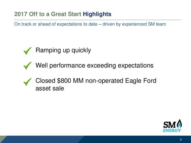 Q1 2017 Earnings Call – SM Energy Company – slide 2
