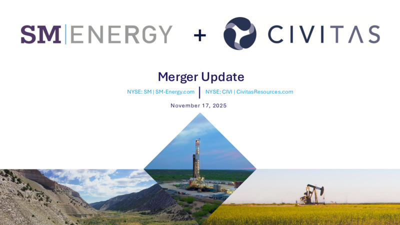 Merger UpDate – SM Energy Company – slide 1