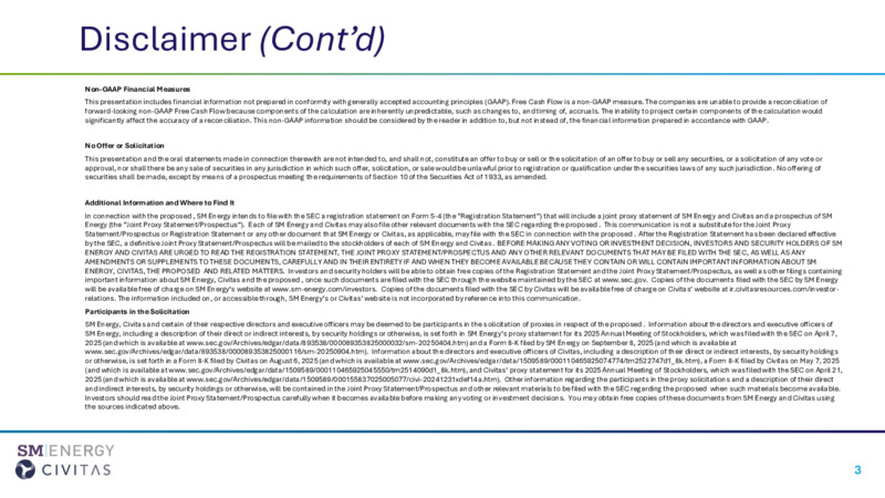 SM Acquires Civitas Energy – SM Energy Company – slide 3