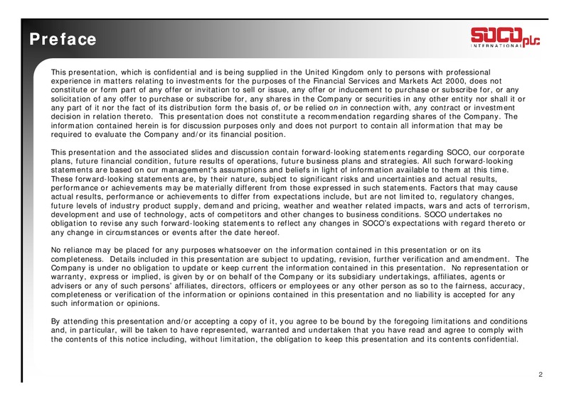 2012 AGM – Soco International Plc – slide 2