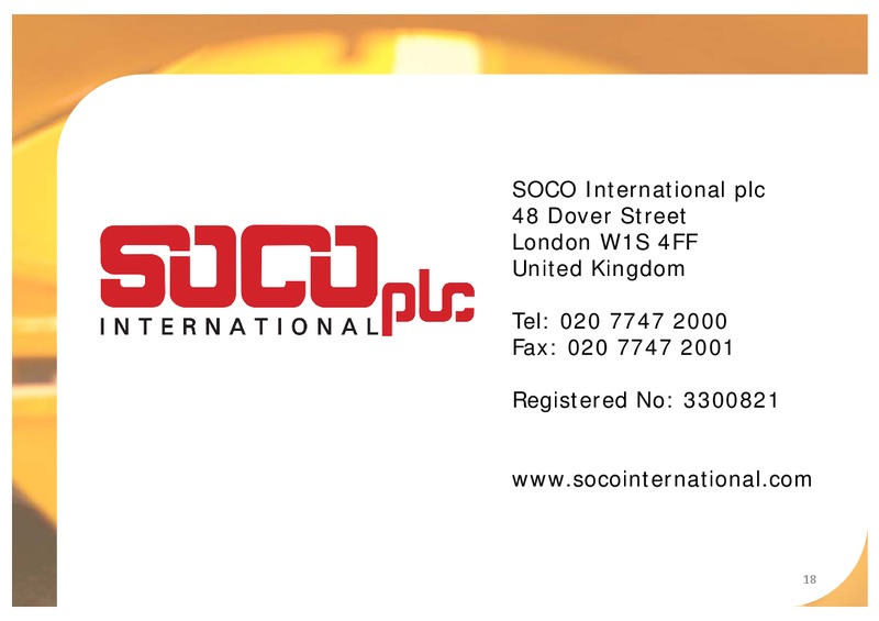 2013 INTERIM RESULTS – Soco International Plc – slide 18