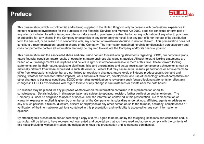 2010 ANNUAL RESULTS – Soco International Plc – slide 2