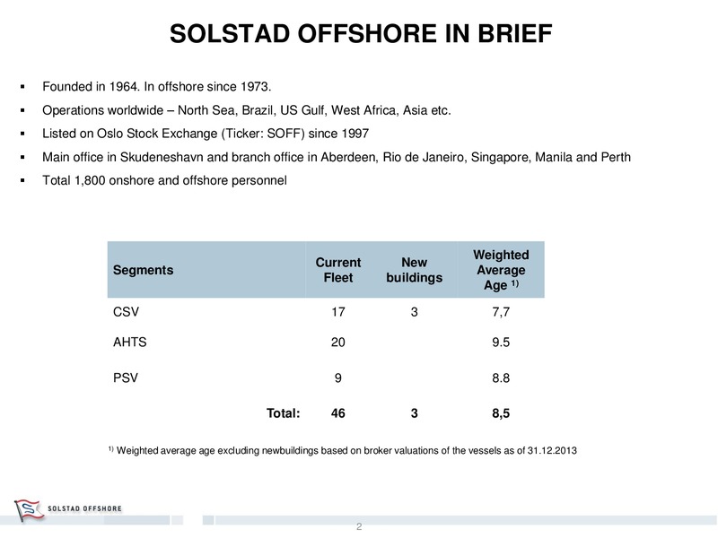 Q1 2014 RESULT – Solstad Offshore Asa – slide 2