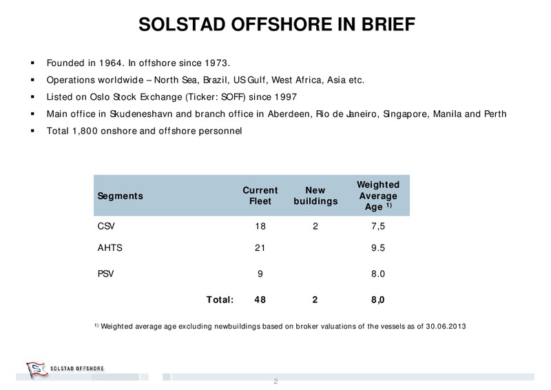 Q3 2013 EARNINGS CALL – Solstad Offshore Asa – slide 2
