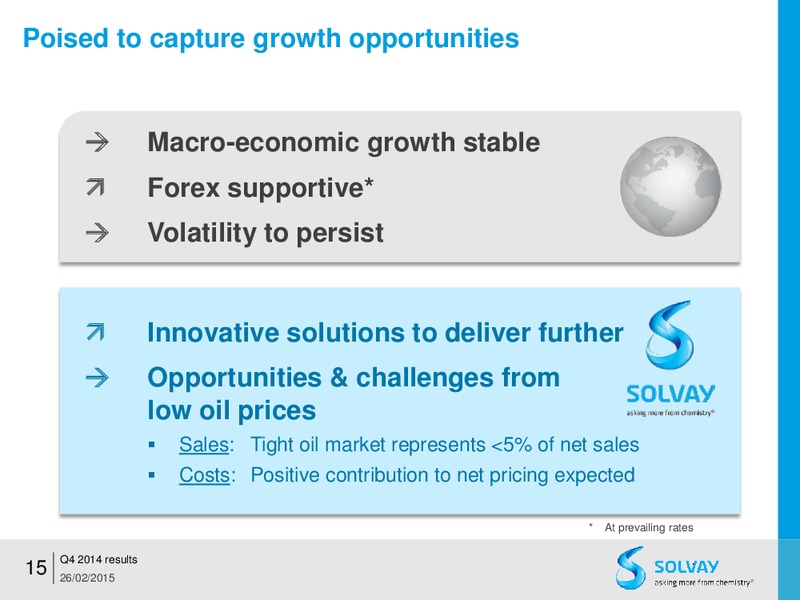FY 2014 results – Solvay – slide 15