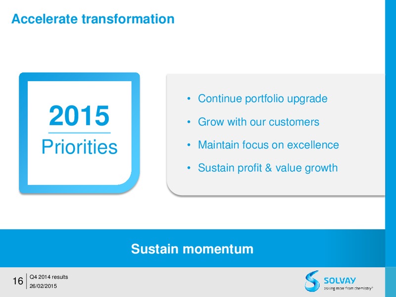 FY 2014 results – Solvay – slide 16