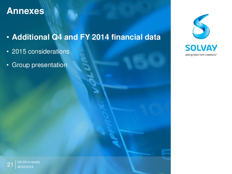 FY 2014 results – Solvay – slide 20