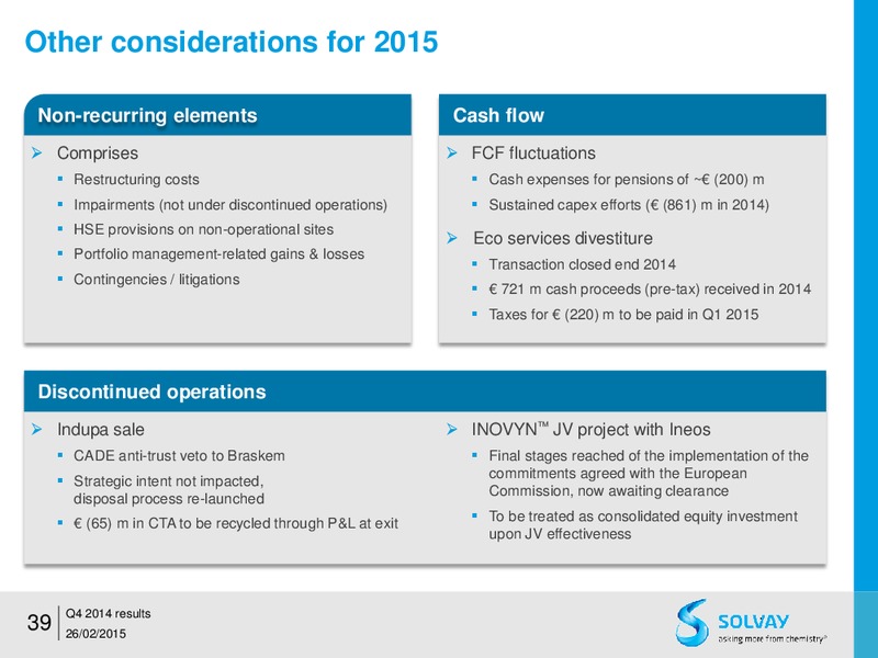 FY 2014 results – Solvay – slide 38
