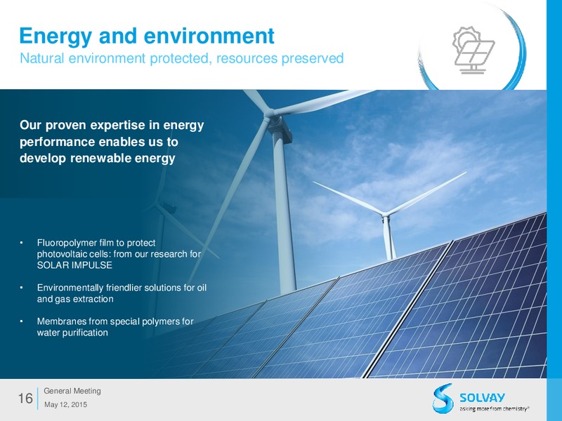 MAY 2015 ANNUAL GENERAL MEETING – Solvay – slide 16