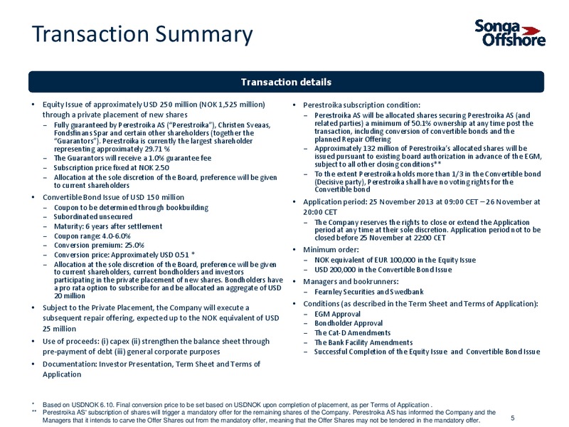 INVESTOR PRESENTATION – Songa Offshore – slide 3