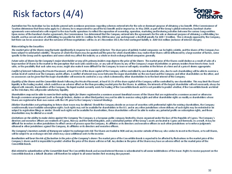 INVESTOR PRESENTATION – Songa Offshore – slide 29