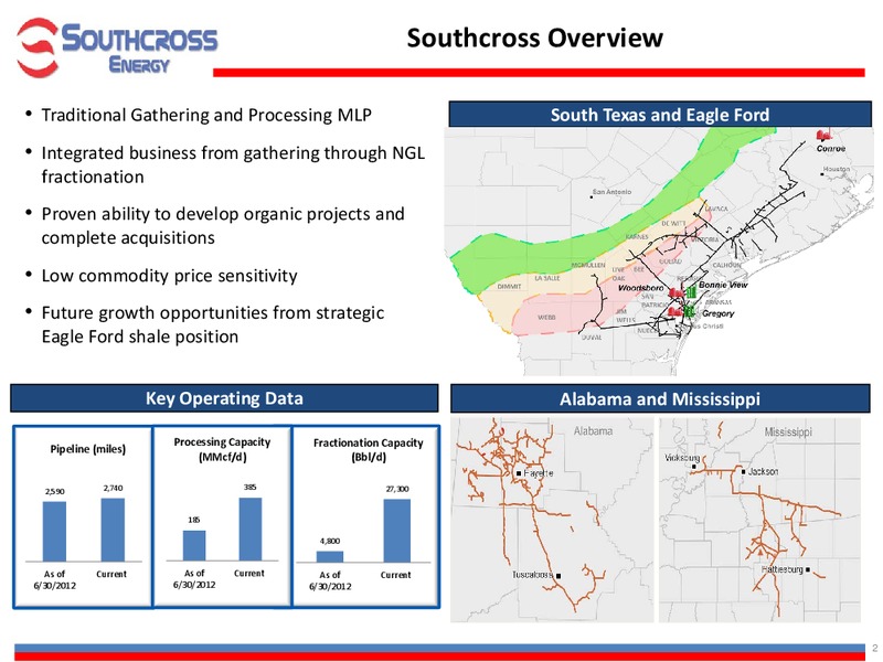 INVESTOR PRESENTATION – Southcross Energy Partners, L.P. – slide 2