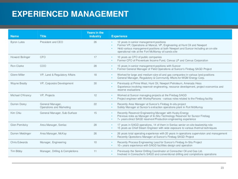 INVESTOR PRESENTATION – Southern Pacific Resources – slide 23