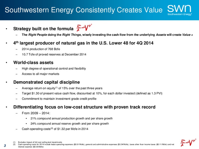 March 2015 Update – Southwestern Energy Co. – slide 3