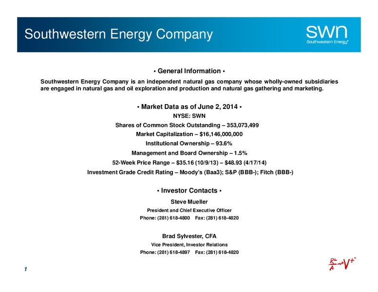 Investor Presentation – Southwestern Energy Co. – slide 2