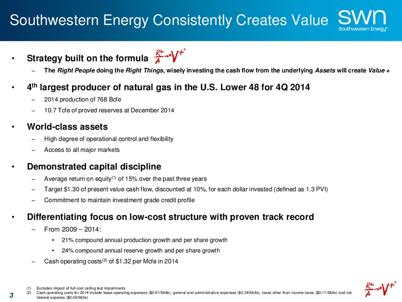 MAY 2015 UPDATE – Southwestern Energy Co. – slide 3