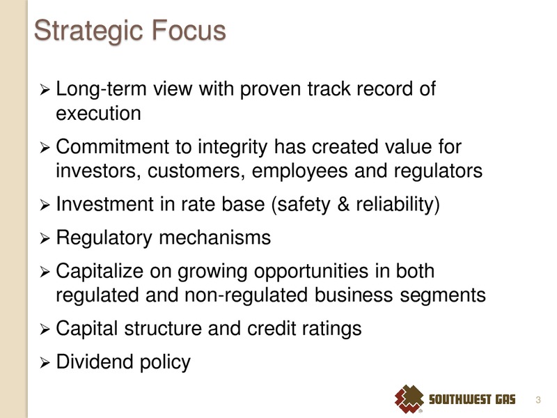 INVESTOR MEETINGS DALLAS AND SAN ANTONIO TX – Southwest Gas Co – slide 2