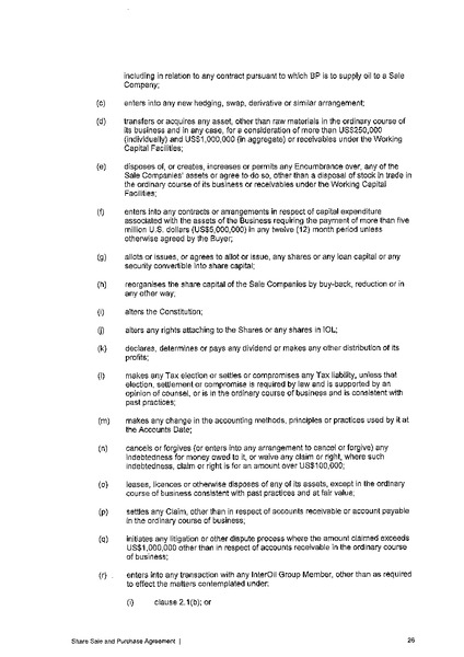 SHARE SALE AND PURCHASE AGREEMENT – South Pacific Refining Limited – slide 29