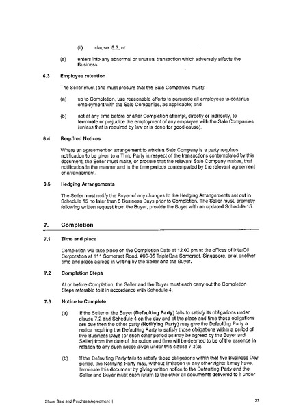 SHARE SALE AND PURCHASE AGREEMENT – South Pacific Refining Limited – slide 30