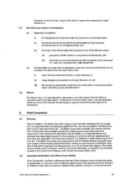 SHARE SALE AND PURCHASE AGREEMENT – South Pacific Refining Limited – slide 31
