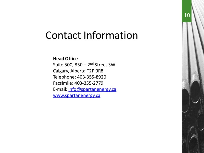 INVESTOR PRESENTATION – Spartan Energy Corp. – slide 17