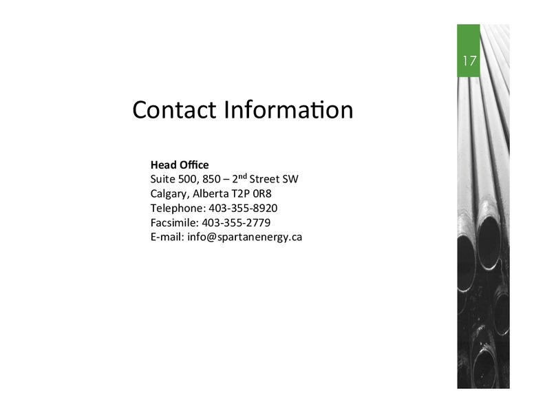 Investor Presentation – Spartan Energy Corp. – slide 16