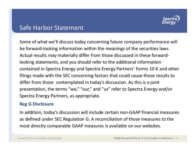 WolfeResearchPower&GasLeaders; Conference – Spectra Energy Corp. – slide 2