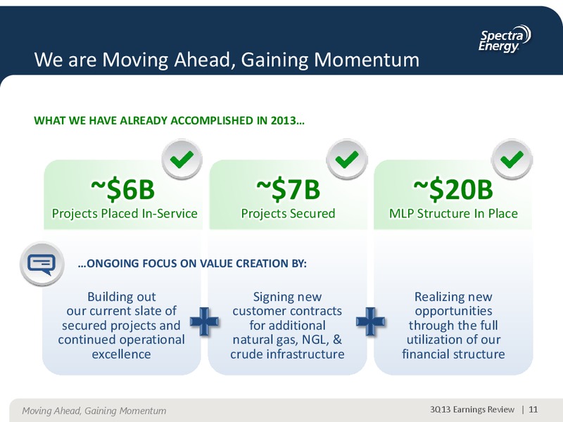 Q3 2013 EARNINGS CALL – Spectra Energy Corp. – slide 11