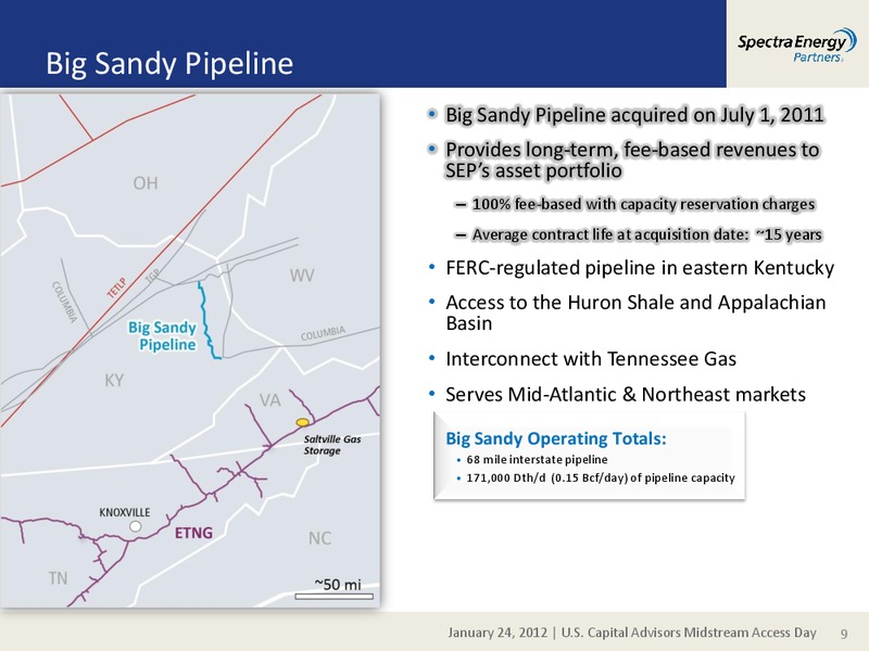 US CAPITAL ADVISORS MIDSTREAM ACCESS DAY – Spectra Energy Partners, Lp – slide 9