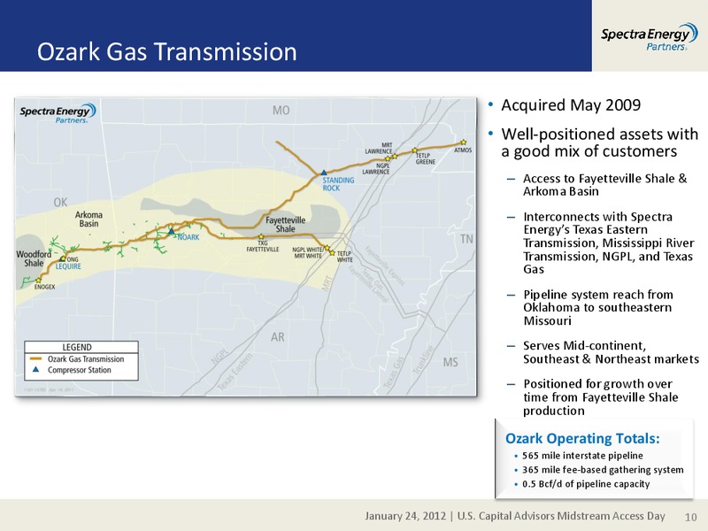 US CAPITAL ADVISORS MIDSTREAM ACCESS DAY – Spectra Energy Partners, Lp – slide 10