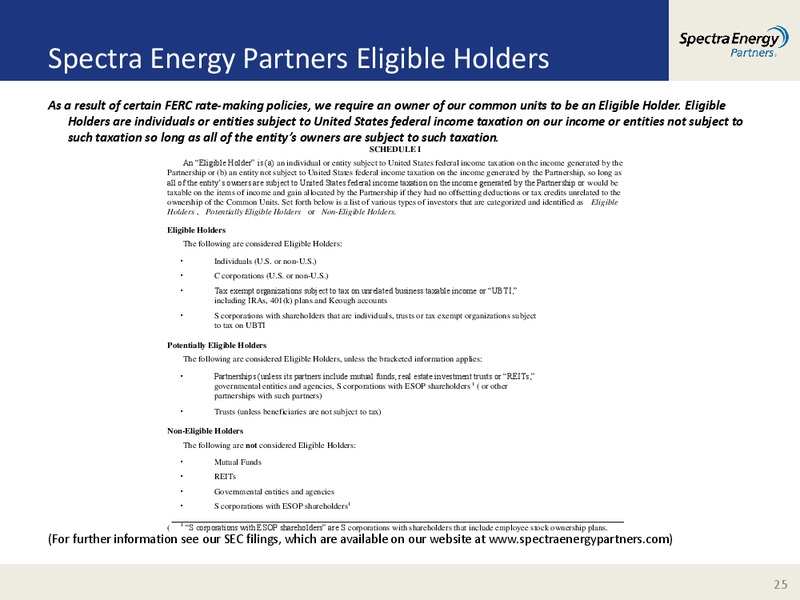 2011 MORGAN KEEGAN MLP CONFERENCE – Spectra Energy Partners, Lp – slide 25