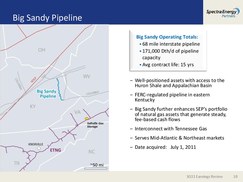 3RD QUARTER 2011 EARNINGS REVIEW – Spectra Energy Partners, Lp – slide 20