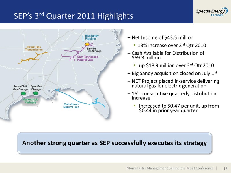 MORNINGSTAR MANAGEMENT BEHIND THE MOAT CONFERENC – Spectra Energy Partners, Lp – slide 18
