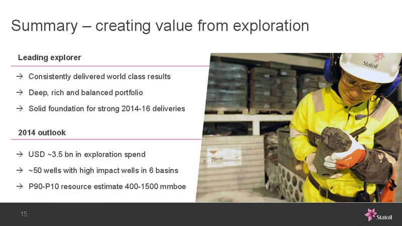 Creating Value from Exploration – Statoil – slide 14