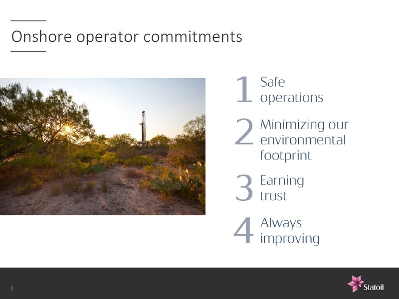 Update on US Onshore – Statoil – slide 2