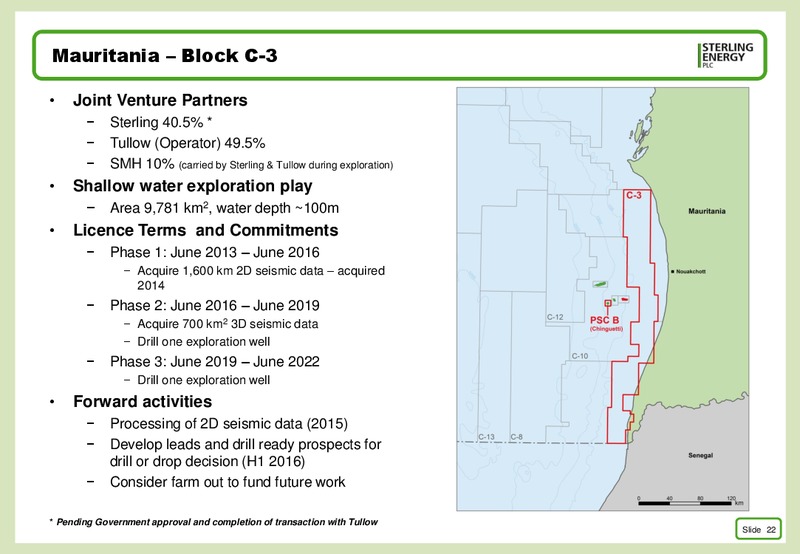 CORPORATE PRESENTATION INCLUDING 2014 RESULTS – Sterling Energy – slide 21