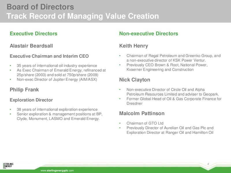 Investor Presentation – Sterling Energy – slide 3