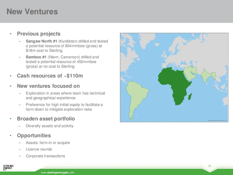 Investor Presentation – Sterling Energy – slide 20