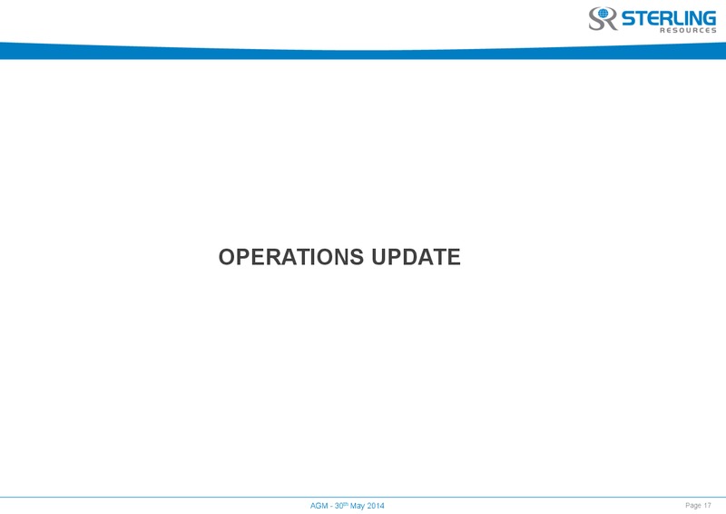 AGM – Sterling Resources Ltd. – slide 17