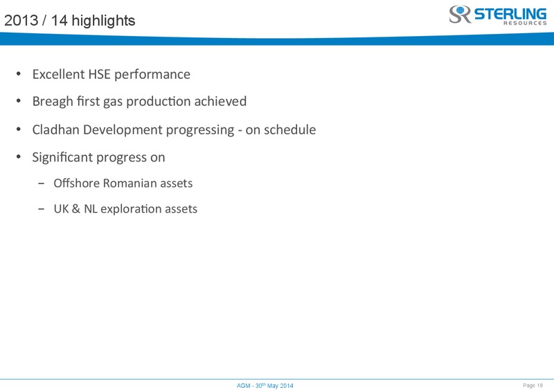 AGM – Sterling Resources Ltd. – slide 18