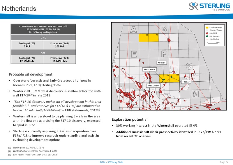 AGM – Sterling Resources Ltd. – slide 34