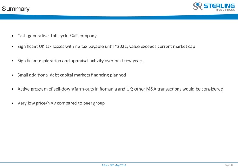 AGM – Sterling Resources Ltd. – slide 47
