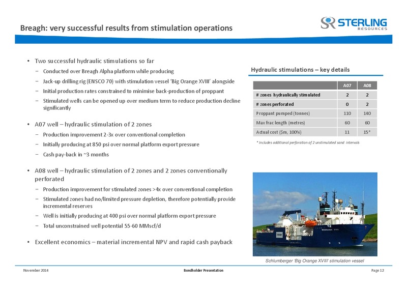 BONDHOLDER PRESENTATION – Sterling Resources Ltd. – slide 12